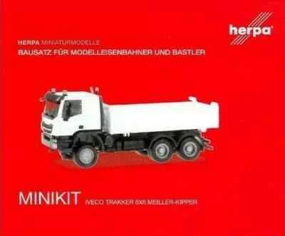HERPA Modell 1:87/H0 MINIKIT Iveco Trakker Meiller Kipper Bausatz weiß