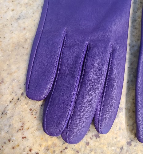 Guantes de mujer vintage talla M/L 7,5 de cuero púrpura forrados 9,5" Fownes - Imagen 2 de 21