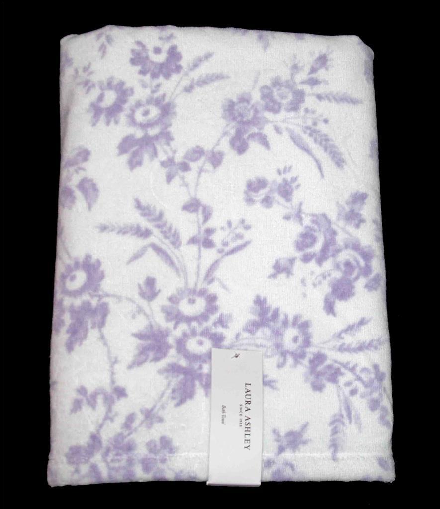 LAURA ASHLEY タオルケット 花柄 パープル リバーシブル Laura Ashley Lavender Floral Toile Decorative Soft Velour Bath