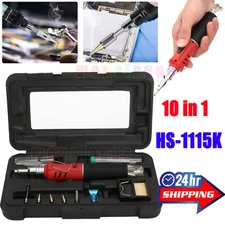 HS-1115K 10 IN 1 Portable Butane Gas Soldering Iron Kit Welding Kit Torch Pen