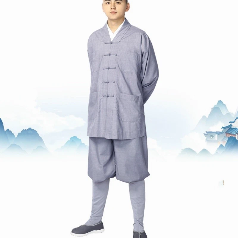 Monje Kung Fu Uniforme Templo Shaolin Disfraz Bata Budista Meditatio Tai Chi Traje Foto 2 de 4