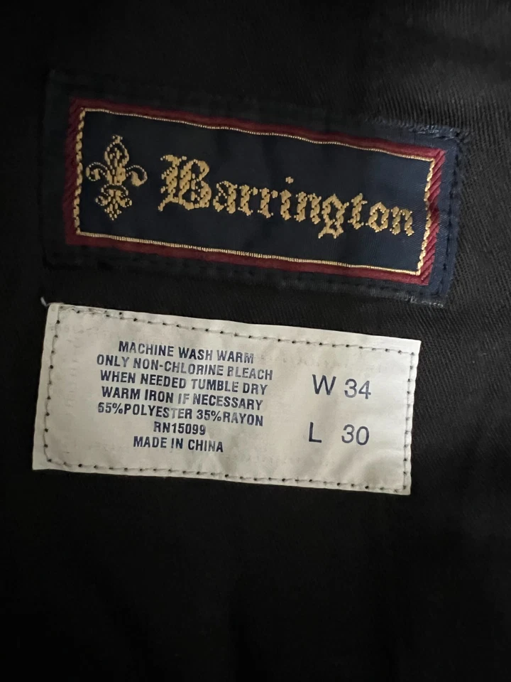 Barrington Pants Mens 34x30 Black Straight Leg Pockets Career Regular Chino - Image 3 of 3