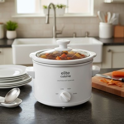Elite Cuisine MST526 Small Slow Cooker 1.5Qt Multi Setting Daily Meal Cooker