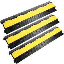 3 Pack Dual Channel Rubber Cable Protector Ramp 2 Channel Traffic Speed Bump ...