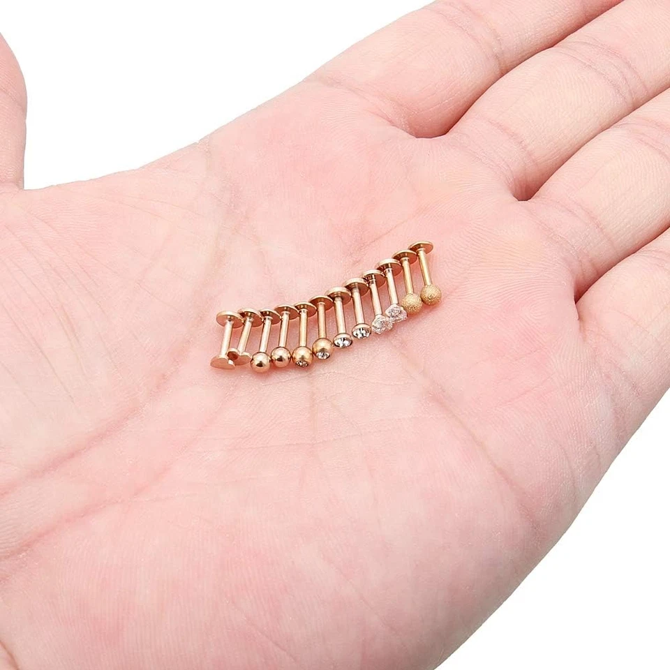 Clavo de cartílago de acero quirúrgico circonita cúbica diamante transparente 16G Tragus hélice delantera Ea Foto 3 de 3