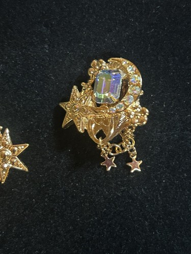 Kirk’s Folly Blue Ice Moon & Stars Clip On Earrings - Picture 5 of 7
