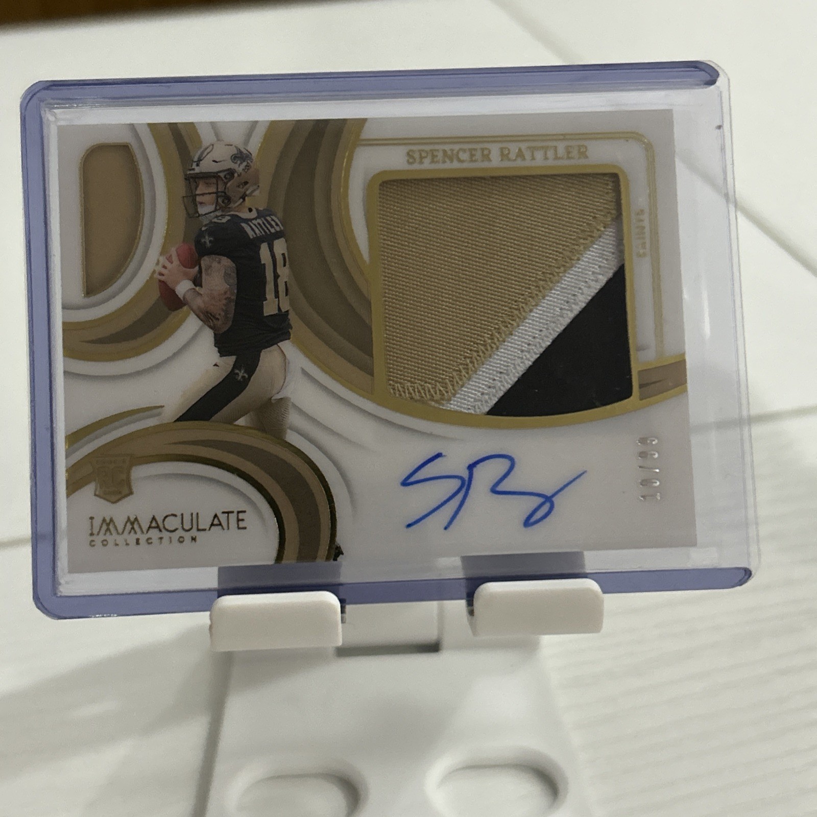 2024 Panini Immaculate Spencer Rattler Premium Patch Rookie Auto /99 Saints RC
