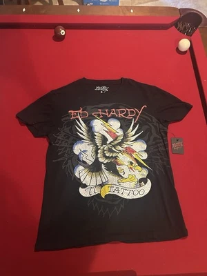 Ed Hardy Men's Black V-Neck Short Sleeve T-Shirt Size S - Image 1 of 4