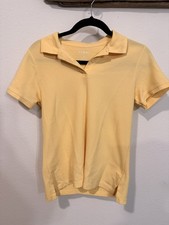 LL Bean Size Small Short Sleeve Polo Shirt 100 Cotton Button Yellow