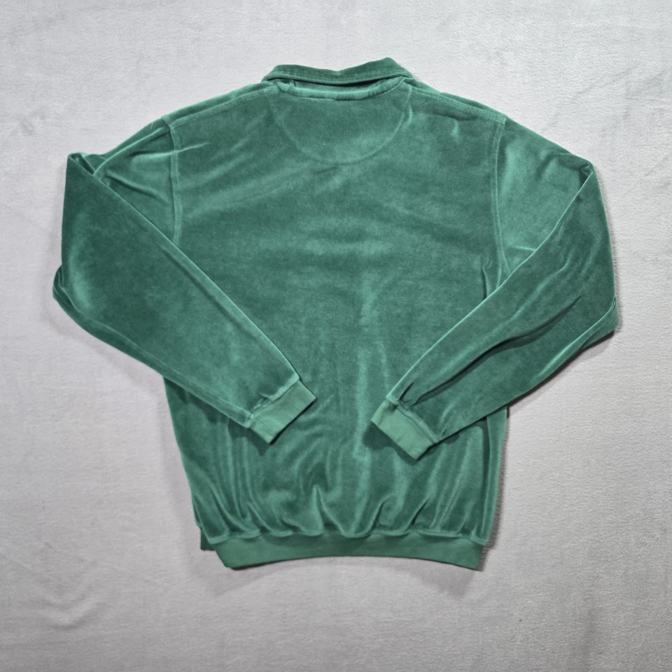 Винтажная бархатная велюровая рубашка 1970-х John Blair - мужской размер большой высокий - зеленый - Изображение 4 из 4