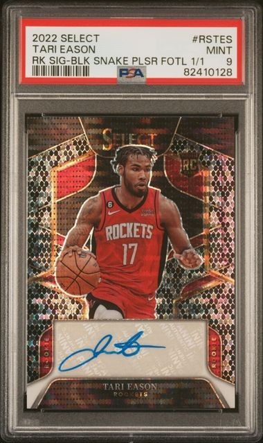 2022-23 Select Tari Eason Rookie Auto Black Snake Pulsar FOTL 1/1 Mint PSA 9