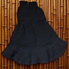 Classic Banana Republic Black Sleeveless Layered Dress Ruffled Hem Cutout Back 0