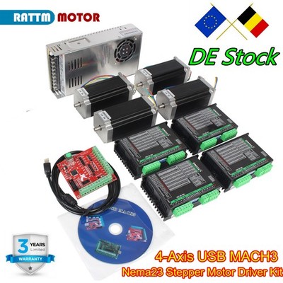 4 Achsen Nema23 Schrittmotoren 425oz-in 2.8N.m 3A USB Mach3 CNC Controller Kit