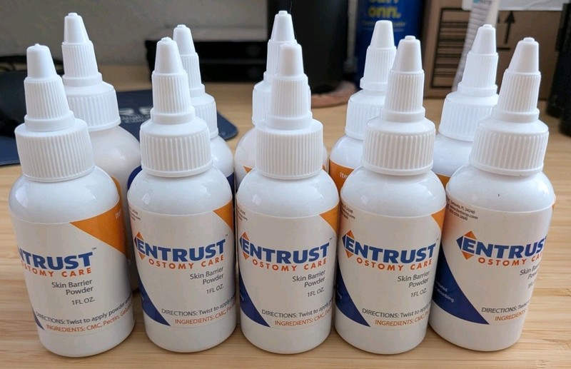 Lot of 10 Entrust 1oz Ostomy Skin Barrier Powder Bottle (Item 6800) - Exp 2027/8