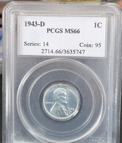 1943-D Lincoln Steel Cent PCGS MS66