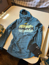 Hurley Dri-FIT boys Blue Striped Logo Pullover Hoodie Size 4