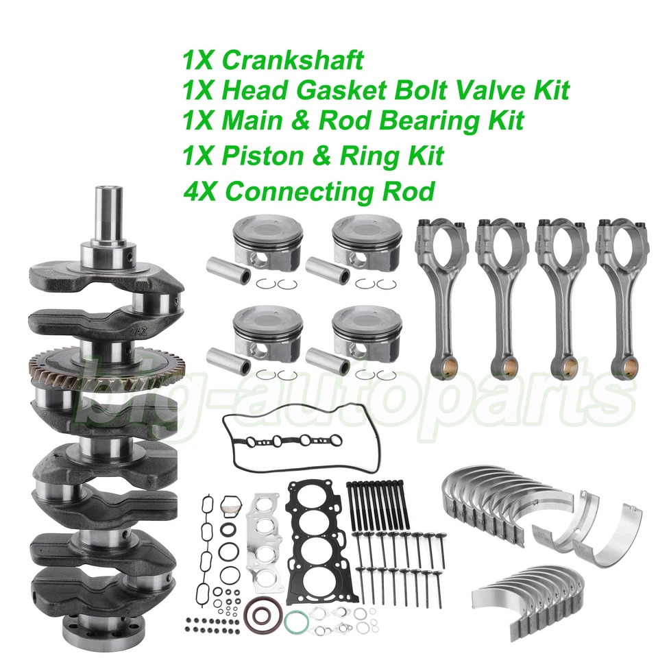 Kit de reconstrucción de motor 2,4 L 2AZFE 2AZ compatible con Toyota Camry Corolla Rav4 Scion xB tC Foto 4 de 4