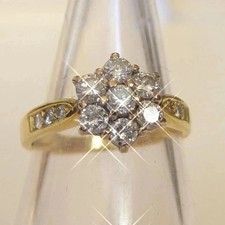 3Ct Round Cut Lab Created Diamond Cluster Engagement Ring 14K Yellow Gold Plated