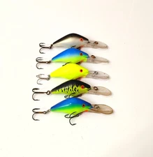 (5) Vintage Mann's Razorback Deep Pig Crankbait Fishing Lures Lot of 5