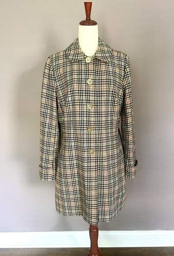 Banana Republic Women’s Wool Plaid Overcoat Mid Length Size L EUC Fully Lined