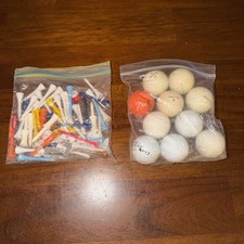 Mixed Lot Of Used Older Golf Tees & Gold Ball...
