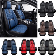 For Toyota Full Set Leather Seat Covers Front Rear 5-seats Fixed Lumbar Support