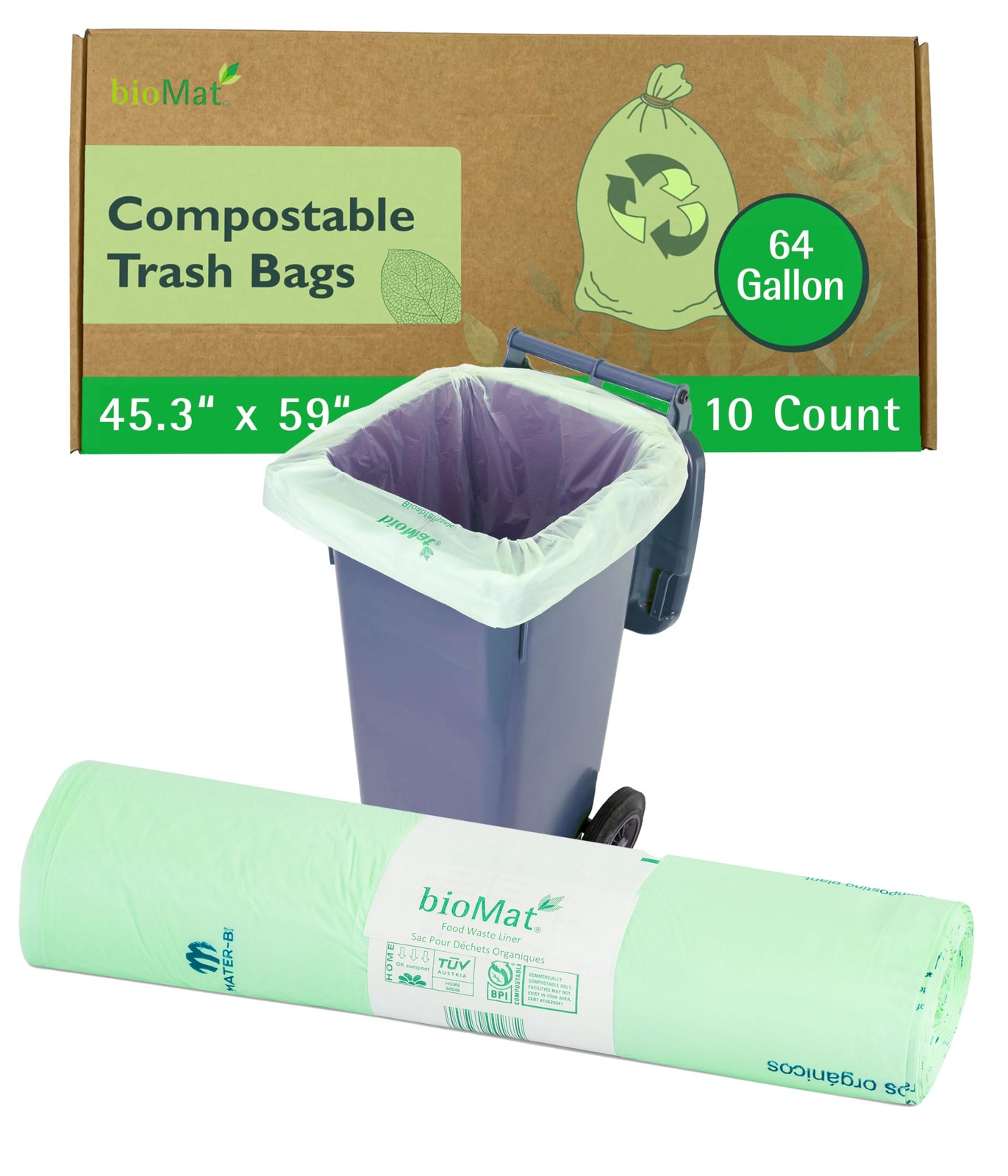 Sac poubelle compostable 240l pour déchets organiques biodégradables