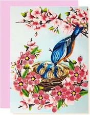 Bluebirds Quilling Greeting Card - Unique Dedicated Handmade Art