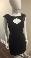 Calvin Klein Sequined Black Dress Keyhole Sleeveless Size 10
