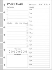 Classic Size Discbound Daily Planner Refill Paper, 9-Disc Discbound Pre-punch...