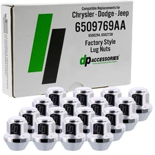 Chrome Lug Nuts Compatible with Chrysler-Dodge-Jeep | 6509769AA | Set of 16