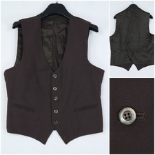 Mens Waistcoat Small Size US 36 Brown Formal Dress Wedding Vest