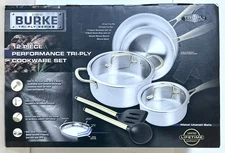 David Burke 12 PC Performance Tri-Ply Cookware Set Saucepan Fry pan Dutch Oven