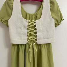 Unbranded Women's Green and White Dress
