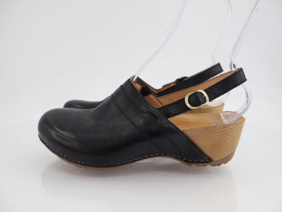 Zueco Dansko Tammy con cuña de cuero negro talla 40 EU 9,5 EE. UU. cómodo Foto 4 de 4