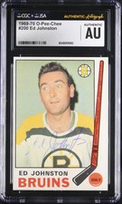 Ed Johnston Signed 1969-70 O-Pee-Chee Card 200 OPC Boston Bruins CGC AU JSA Auto