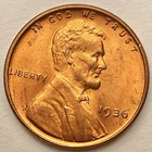 1936p  Uncirculated BU Red RD - Lincoln Wheat Cent  ~ B700