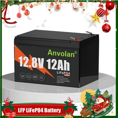 ANVOLAN 12Ah LiFePO4 Lithium Batterie 12Volt DeepCycle BMS Solar Camping USV UPS