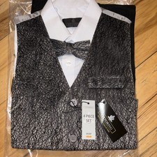 Vittorino Boy's Suit Set 4-Piece with Vest, Pants, Shirt, and Tie Size 8