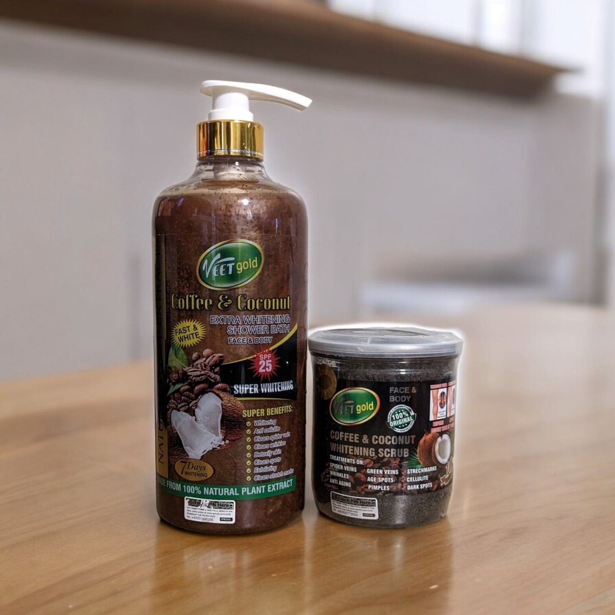 Veet Gold Coffee Coconut Super whitening Scrub 450g & shower gel