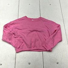 Old Navy Pink Long Sleeve Cropped Cinched Crewneck Sweatshirt Girls Size Large