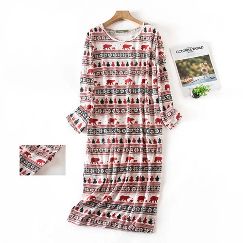 Women's Pajamas Long Sleeve Nightgown Sleep Shirt Cotton Nightshirt Sleep Dress - Bild 6 von 38