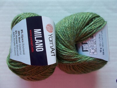 YarnArt Milano alpaca blend yarn, Fern Heather (#865), lot of 2, (142 yds ea)