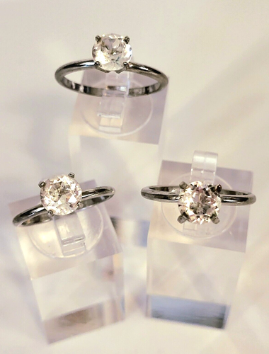 3 Vintage Uncas Arrow Signed CZ Solitaire Engagement Rings Silver T.Sizes7&8 Lot - Picture 4 of 20