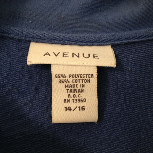 Womens Avenue Blue Full Zip Up Long Sleeve Sweatshirt Jacket Size 16-18 - Picture 7 of 12
