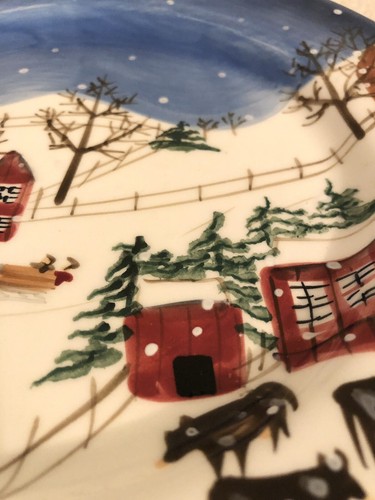 Bath & Body Works 1998 Handcrafted Winter Holiday Plate, Farm/Cows/Skating 8.25" - 第 13/23 張圖片