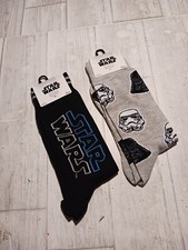 Disney Star Wars Socks size 6-12 2 Pairs Darth Vader Storm Trooper Mid Calf New