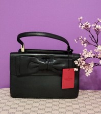 Valentino Garavani Aphrodite Black Leather Shoulder Bag Purse Bow Handbag Handle