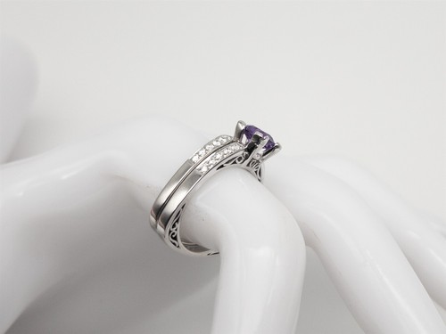 Simon G 10.000 $ 2 kt ZERTIFIKAT NO HEAT lila Saphir Diamant 18 kt Weißgold Ring SET - Bild 5 von 10
