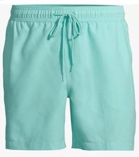 Teal Blue Green Swim Trunks Mens Pool Beach Shorts Above the Knee Size XL